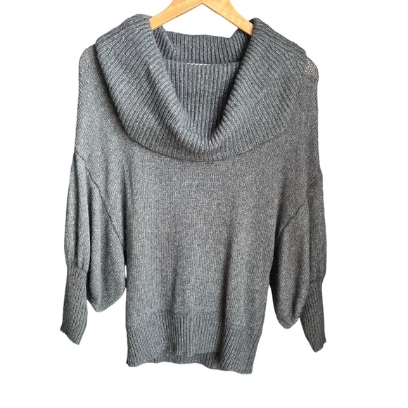 Express Small Grey Oversized Cowl Neck or Off Shoulder Fuzzy Sweater - Picture 1 of 6